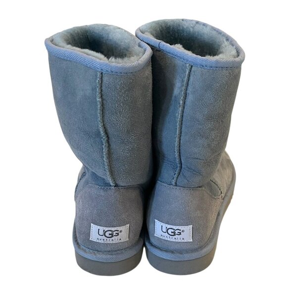 UGG Classic Short Aqua Sea Suede Leather Sheepskin Pull On Boots - Picture 5 of 9